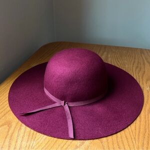 Old Navy Hat wool wide brim round crown ribbon accent western boho size L/XL